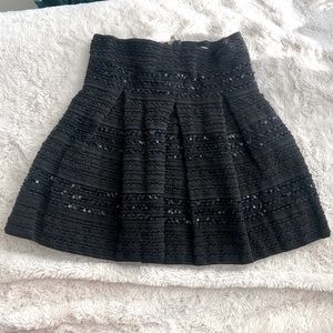 GINGER G Black Pleated Beaded A-line Mini Skirts